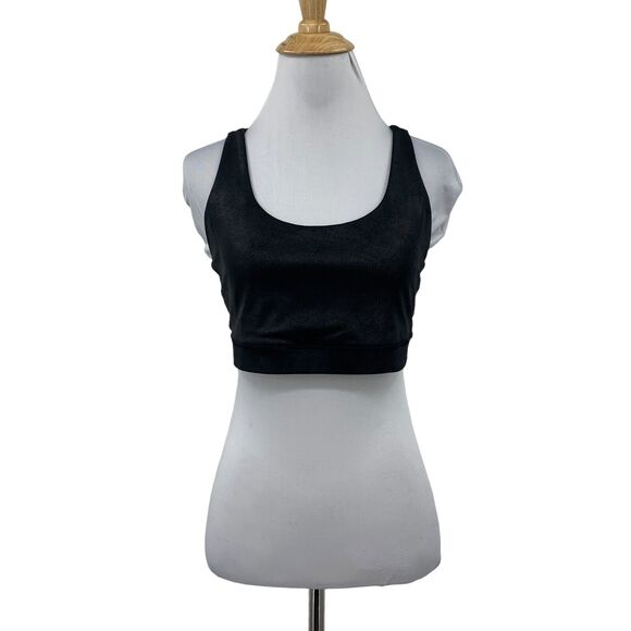 CRZ Yoga Sports Bra Womens L Large Shiny Coated Scoop Neck Unpadded Strappy Back - Picture 1 of 14